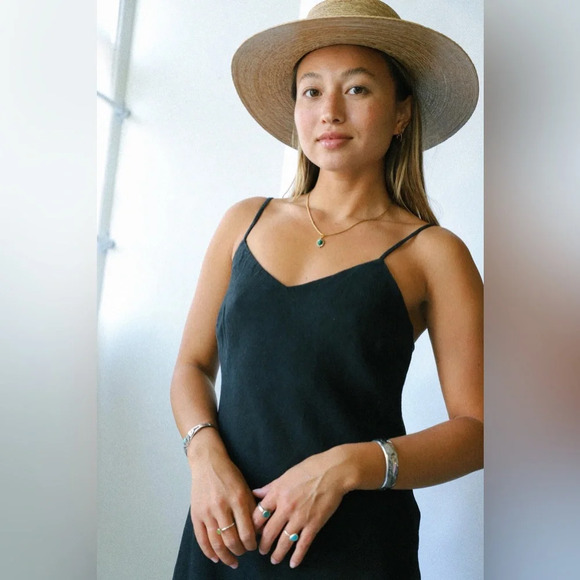 MATE the Label Linen Mini Slip Dress in Black 100% Linen - Picture 7 of 11